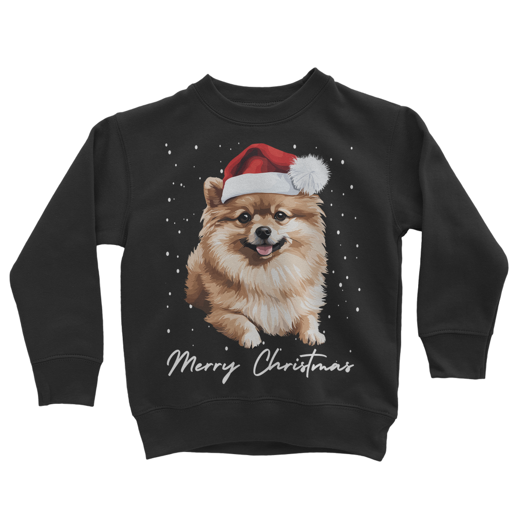 Kids Christmas Pomeranian sweatshirt in black