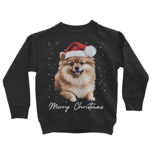 Kids Christmas Pomeranian sweatshirt in black