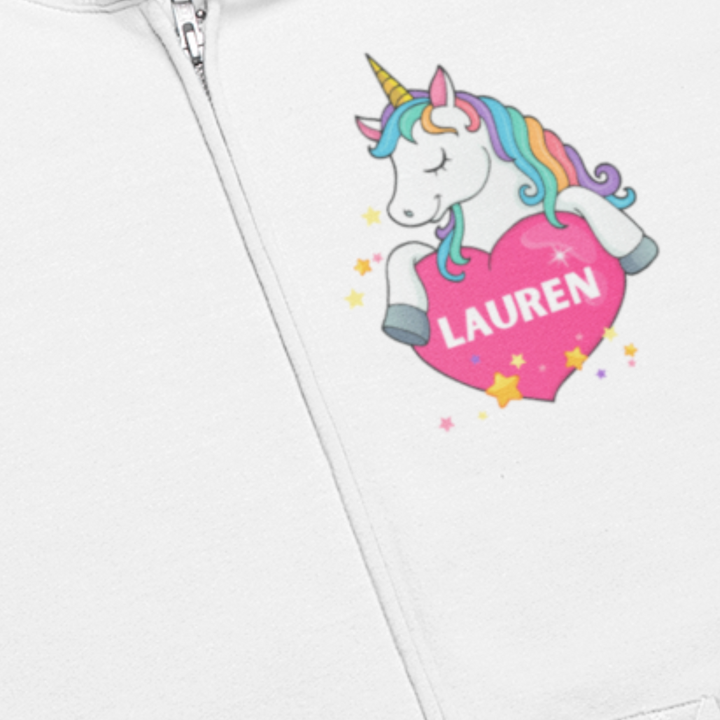 Girls Personalised Unicorn Full Zip Hoodie | 3 - 13 years