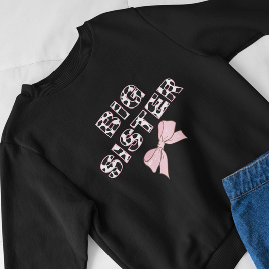 Girls Cow Print BIG SISTER Sweatshirt | 3 - 13 years