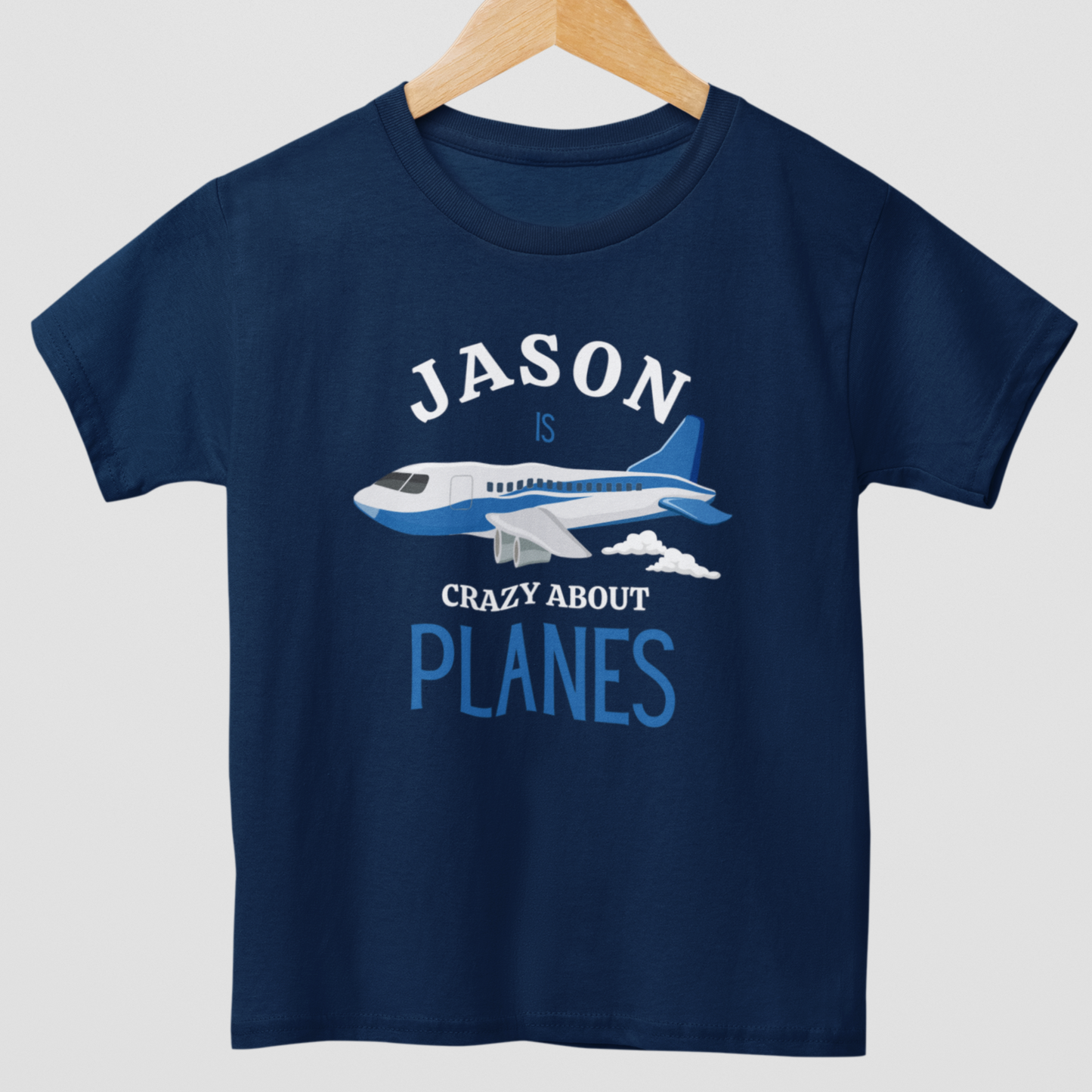 'Crazy about Planes'  Kids Personalised Aeroplane T-shirt