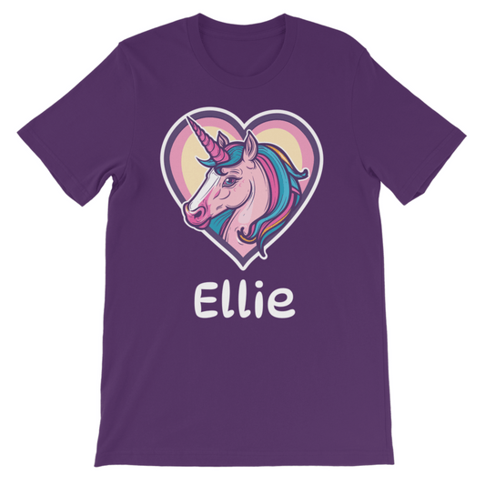 Girls Personalised Unicorn Heart T-shirt | 3 - 13 years
