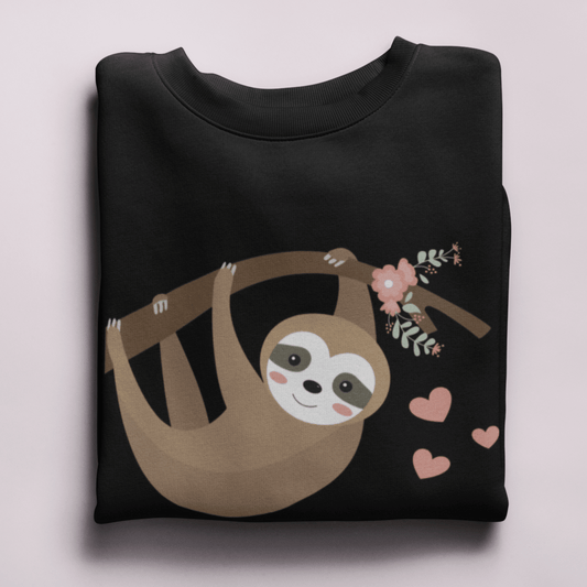 Cute Hanging Sloth - Girls Sweatshirt Jumper | 3 - 13 years