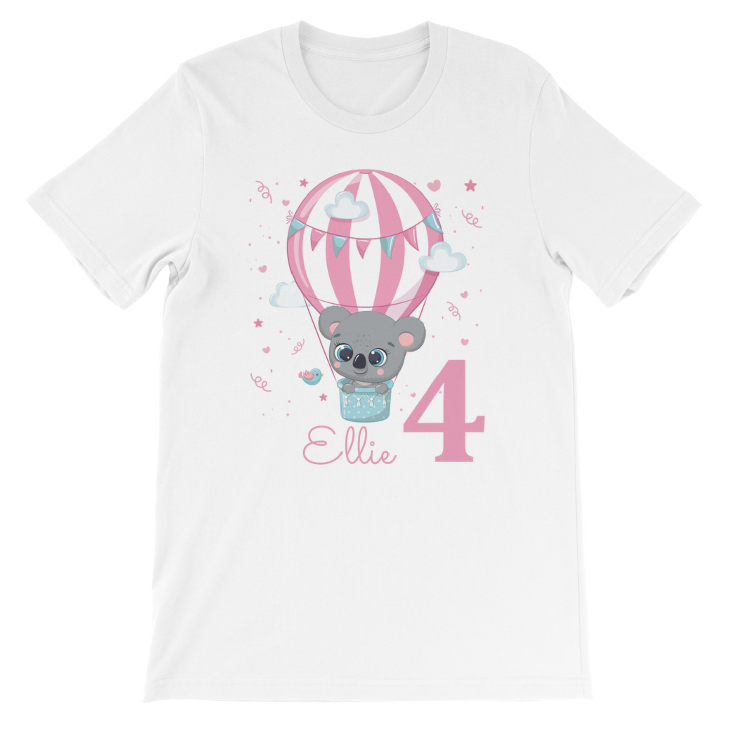 Girls Personalised Hot Air Balloon Birthday Koala T-shirt | 1 - 8 years