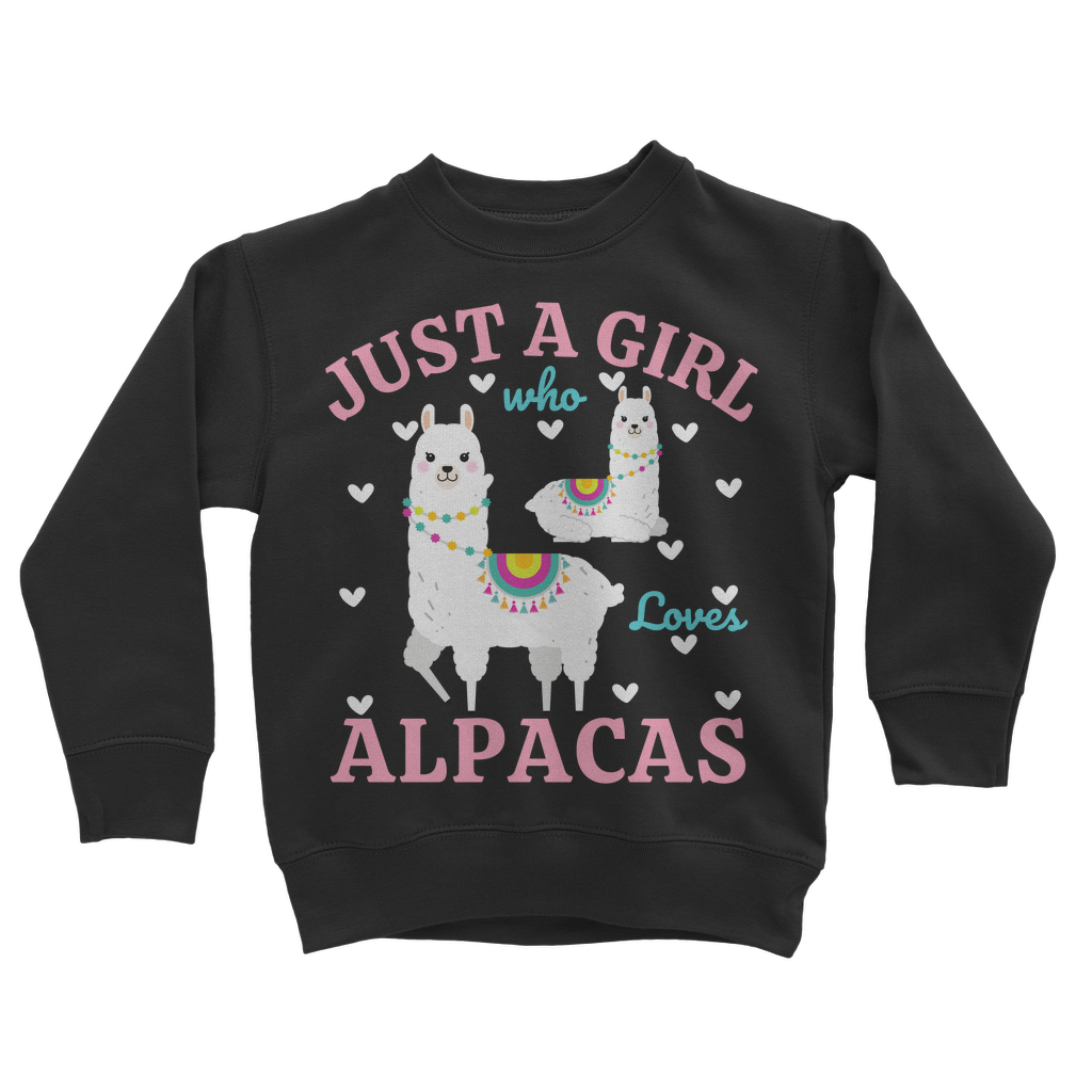 "Just a Girl who Loves Alpacas" Kids Graphic Print Sweatshirt