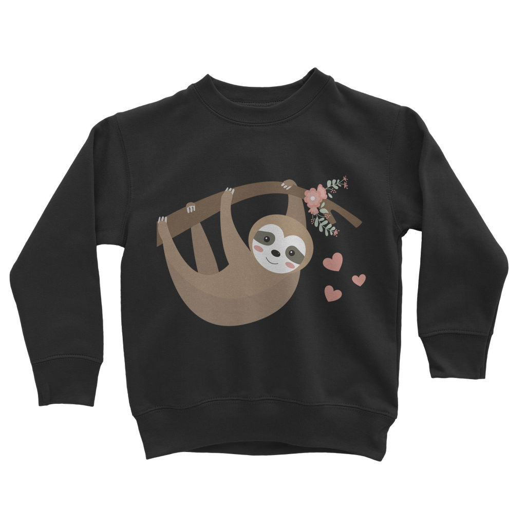 Cute Hanging Sloth - Girls Sweatshirt Jumper | 5 - 13 years