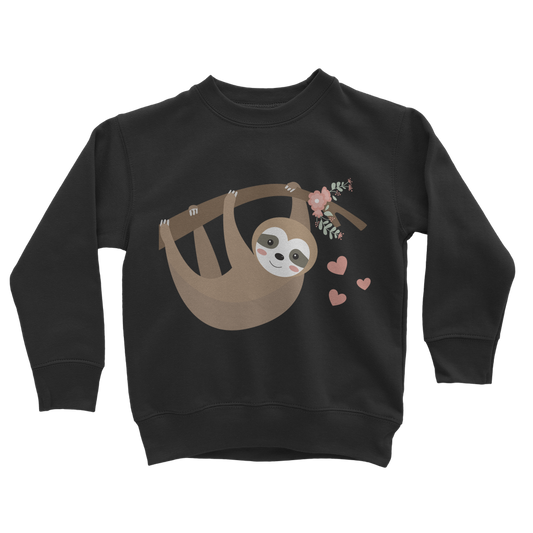 Cute Hanging Sloth - Girls Sweatshirt Jumper | 5 - 13 years
