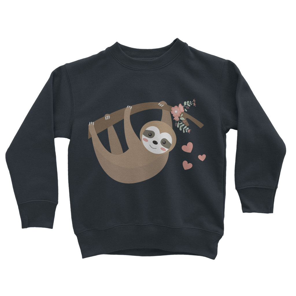 Cute Hanging Sloth - Girls Sweatshirt Jumper | 5 - 13 years