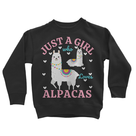 Girls Alpaca Sweatshirt - “Just A Girl Who Loves Alpacas” Kids Jumper (3-13)