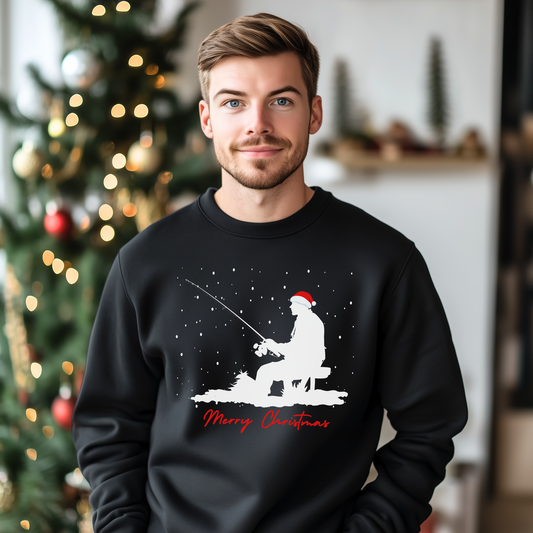 Festive Fisherman - Men's Christmas Sweatshirt | Small - 5XL