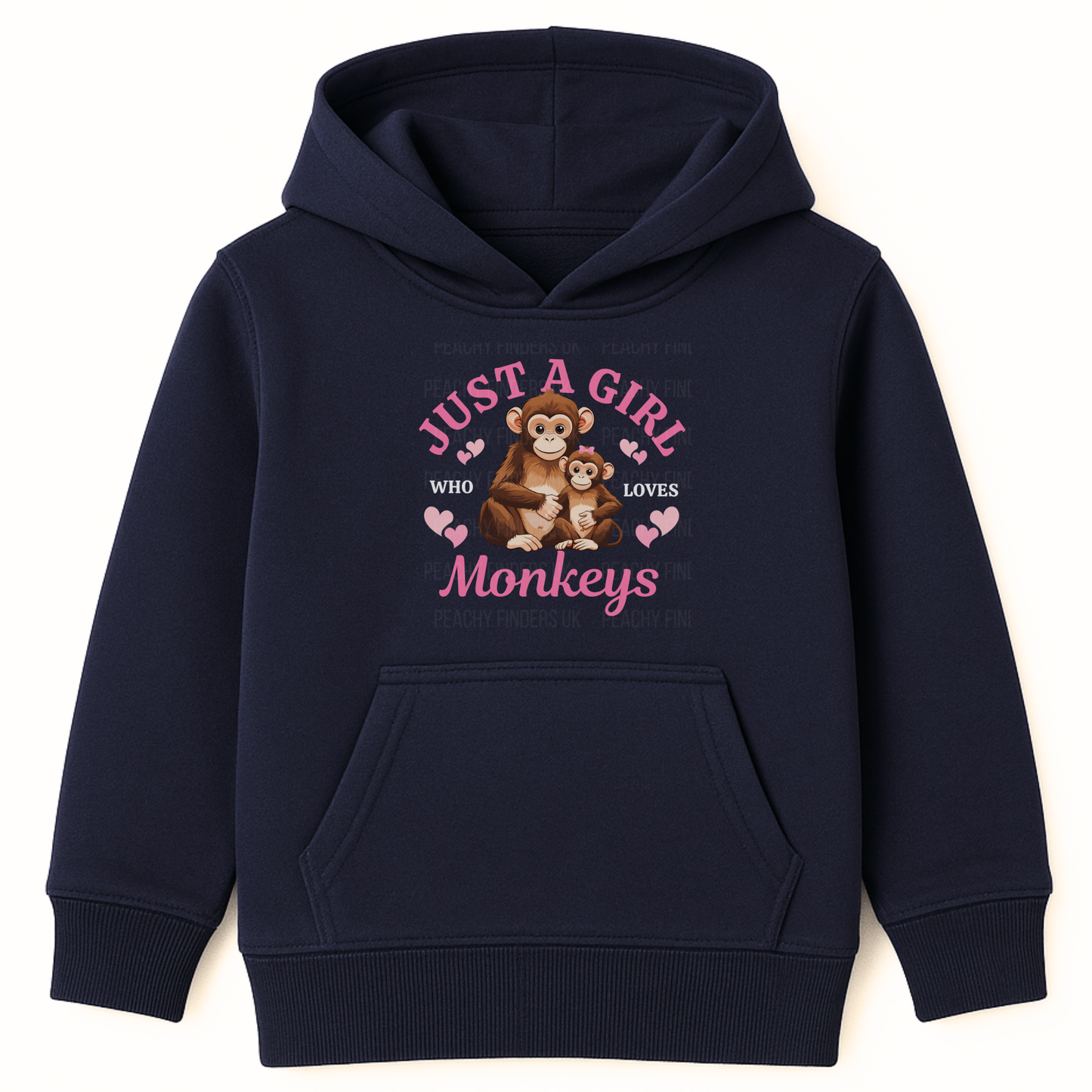 "Just A Girl Who Loves Monkeys" - Girls Monkey Hoodie (Ages 3-13 yrs)