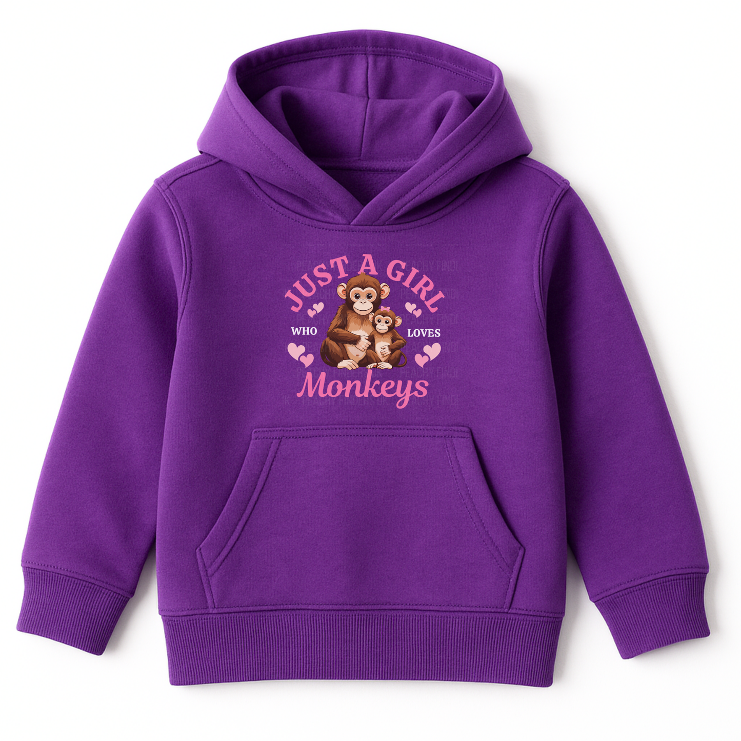 "Just A Girl Who Loves Monkeys" - Girls Monkey Hoodie (Ages 3-13 yrs)