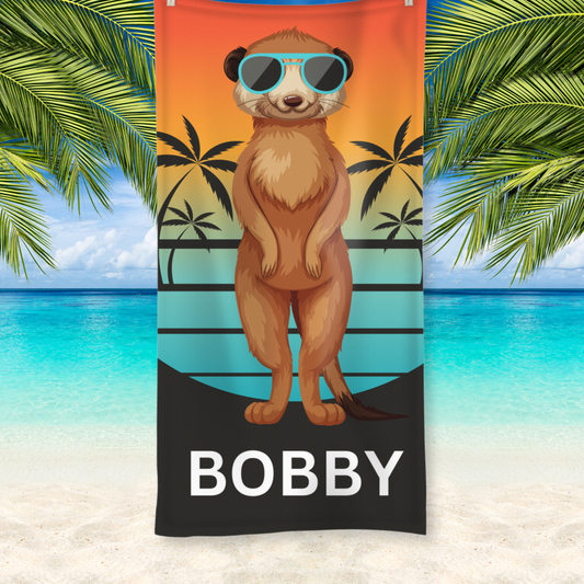 Custom Name Meerkat Beach Towel 100 x 190cm