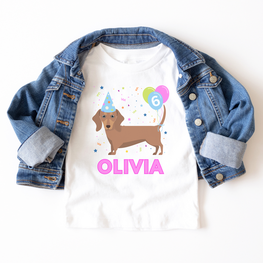 Personalised Birthday Dachshund T-shirt | 3 - 8 years