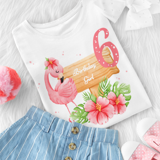 Girls Birthday Flamingo T-shirt | 3 - 11 years