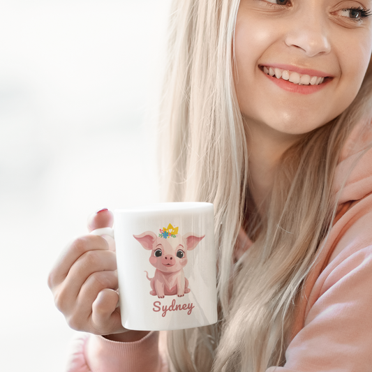 Girls Personalised Princess Pig Mug