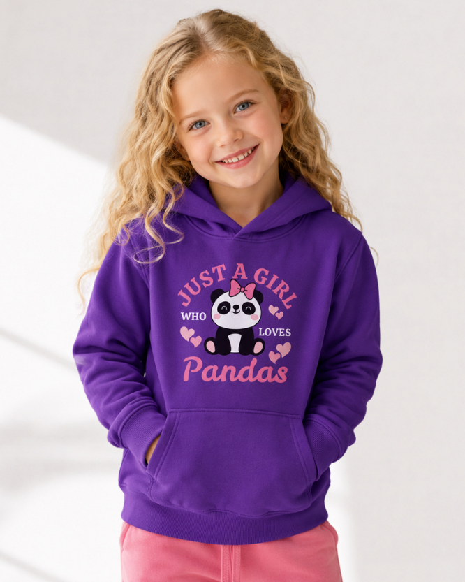 "Just a Girl Who Loves Pandas " Girls Pullover Hoodie (3-13 yrs)