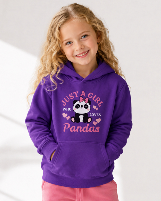 "Just a Girl Who Loves Pandas " Girls Pullover Hoodie (3-13 yrs)
