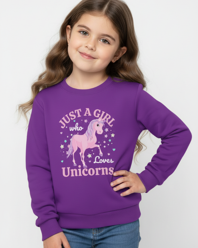 Girls "Just a Girl Who Loves Unicorns" Sweatshirt (3-13)