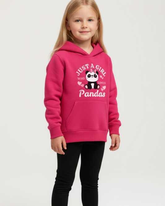 "Just a Girl Who Loves Pandas " Girls Pullover Hoodie (3-13 yrs)
