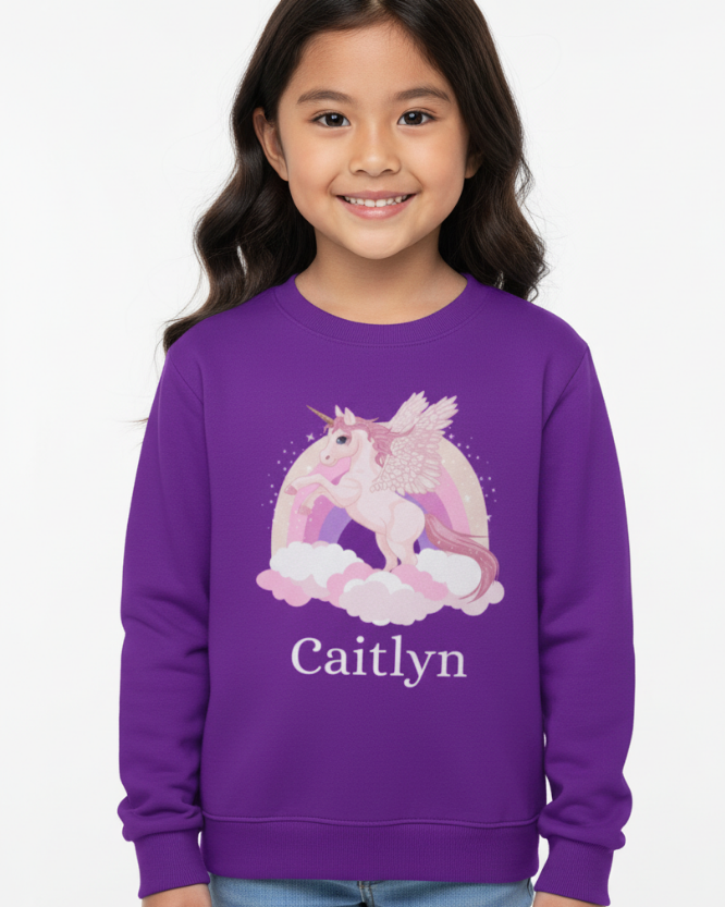 Personalised Unicorn Sweatshirt for Girls (3-13 yrs)