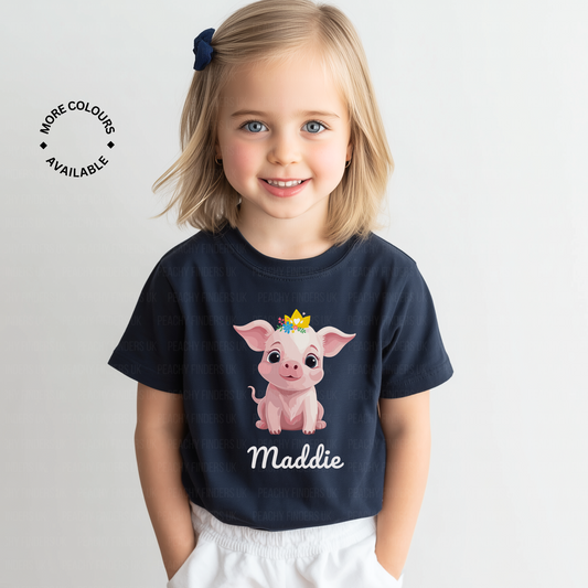 Princess Pig - Girls Personalised Pig T-shirt | 3 - 13 years