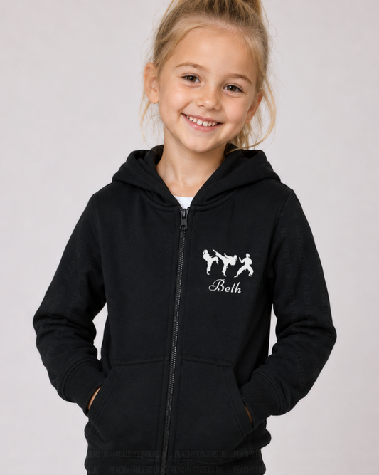 Girls Personalised Karate/Jiu Jitsu/Martial Arts Zip Hoodie (3-13 yrs)