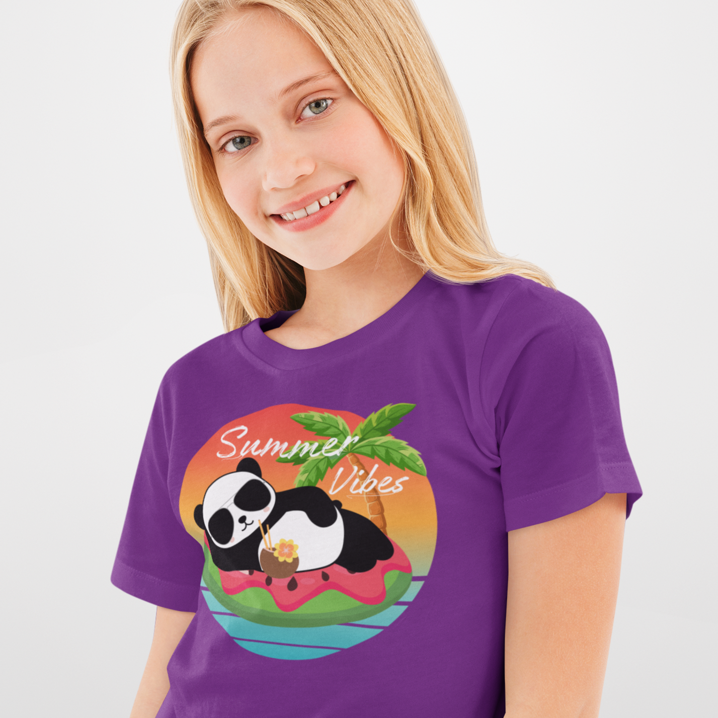 Unisex Kids Summer Vibes Panda T-shirt