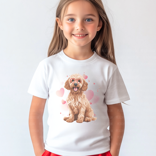 Cockapoo and Hearts - Kids Unisex T-shirt | 3 - 13 years