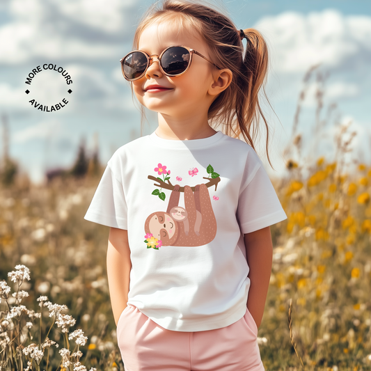 Girls Floral Sloth T-shirt | 3 - 13 years