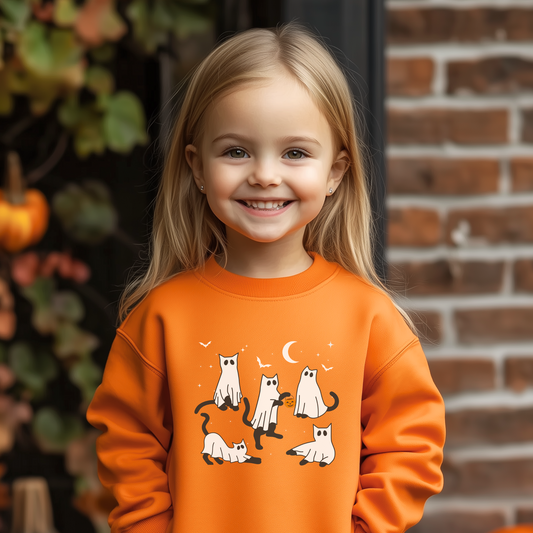 Kids Cute 'Cat Ghosts' Halloween Sweatshirt | 5 - 13 years