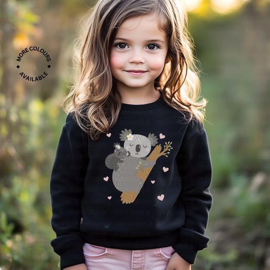Girls Mum & Baby Koala with Hearts Sweatshirt