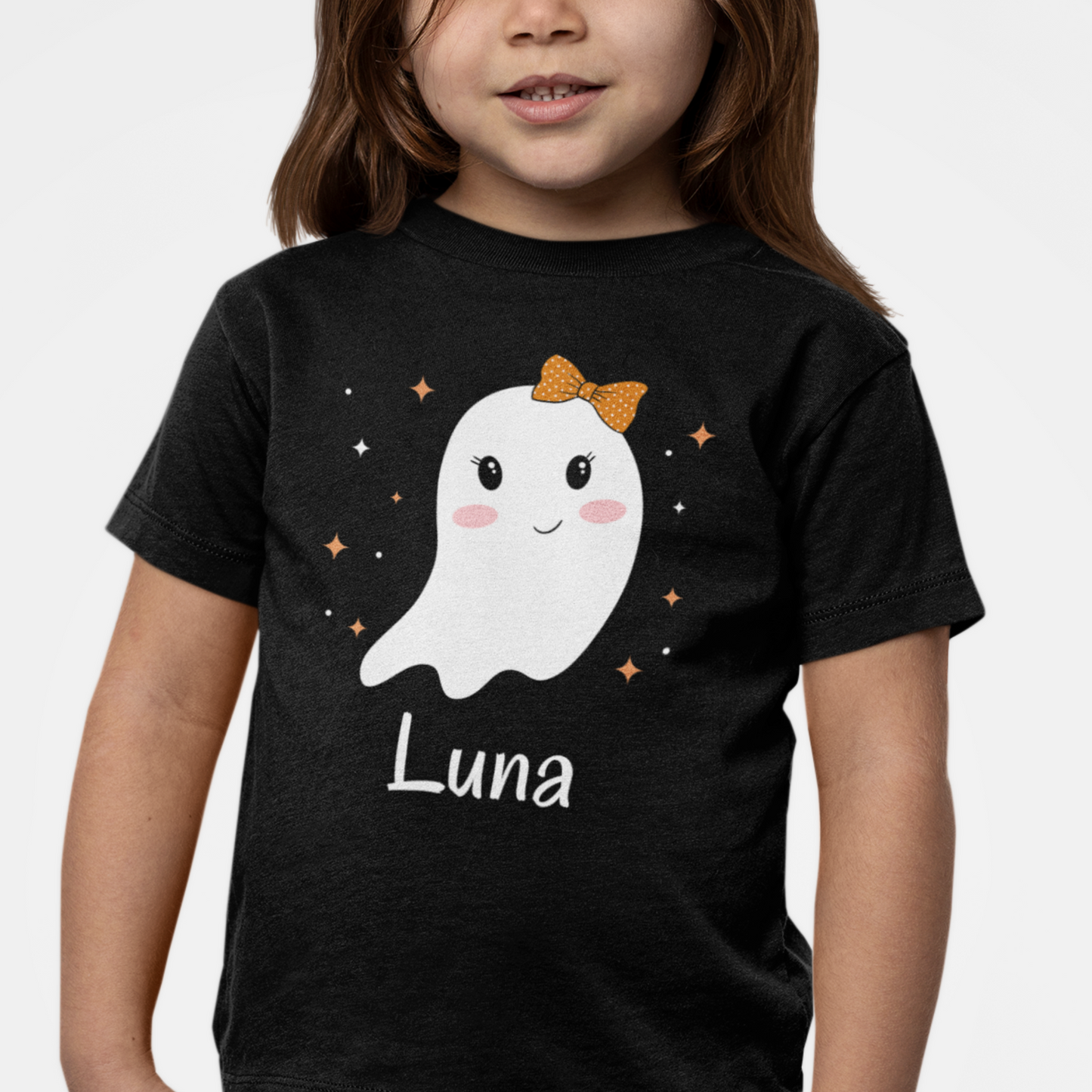 Girls Personalised Cute Ghost T-shirt