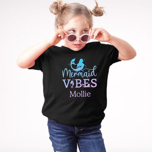 Girls Personalised Mermaid Vibes T-shirt | 3 - 13 years