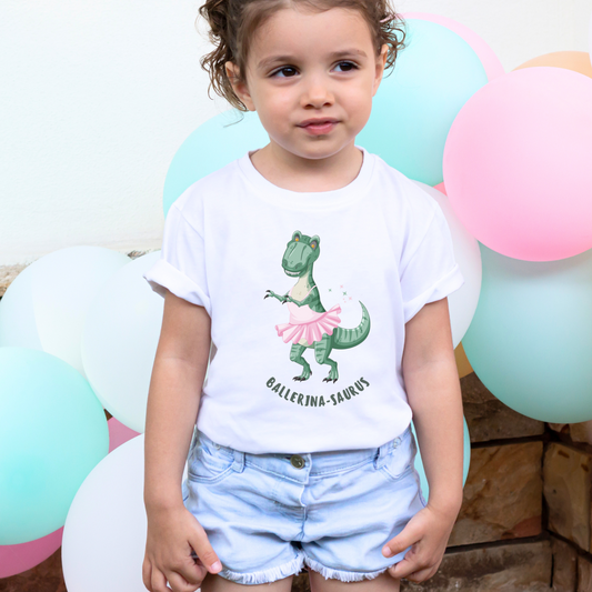 Girls BALLERINA-SAURUS Dinosaur T-shirt | 3 - 13 years