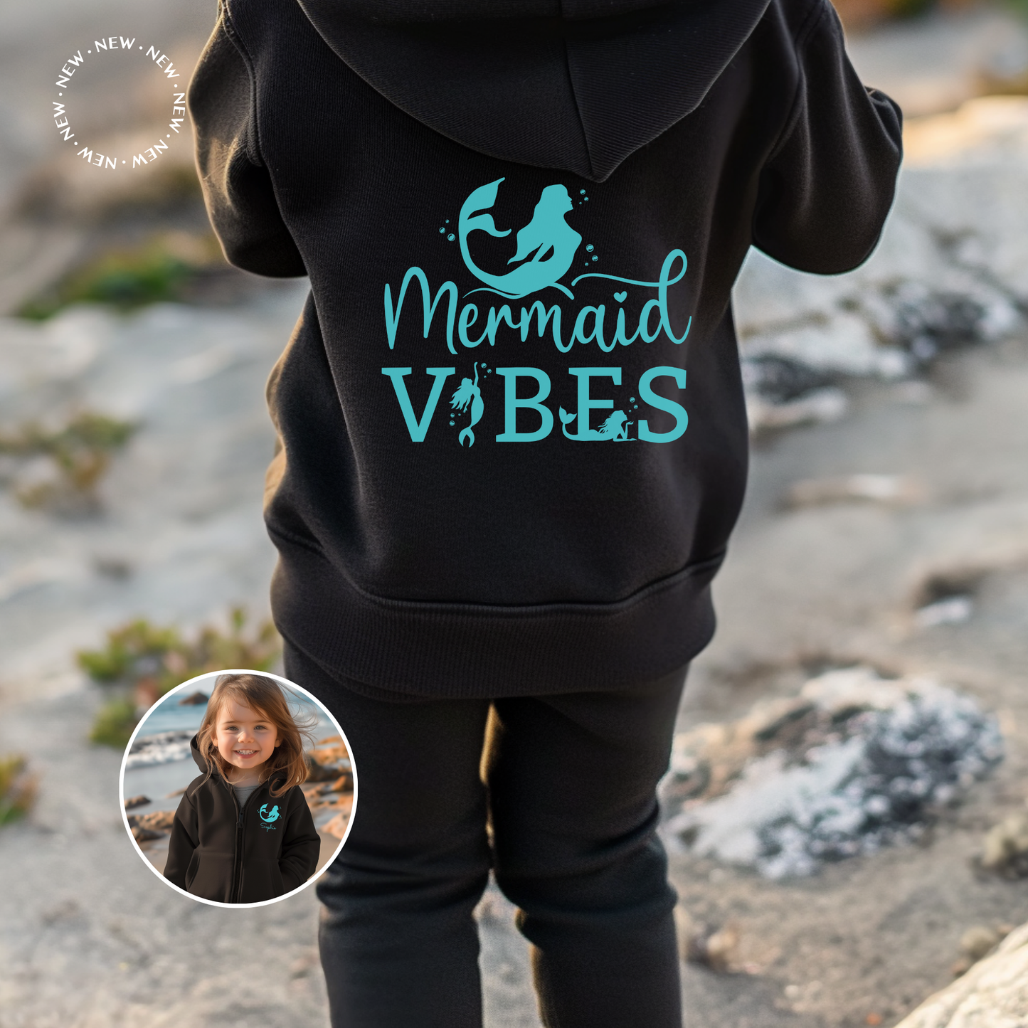 Girls "Mermaid Vibes" Zip Hoodie | 3 - 13 years