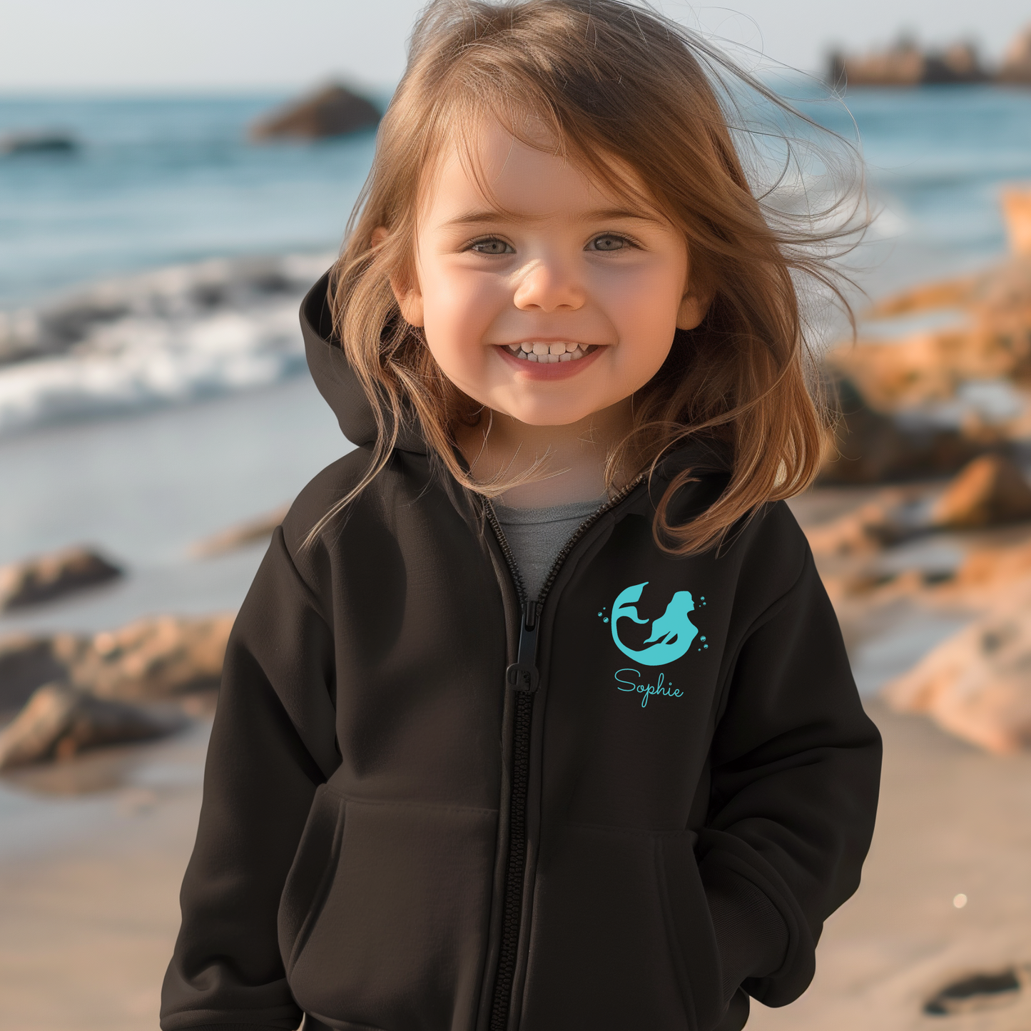 Girls "Mermaid Vibes" Zip Hoodie | 3 - 13 years