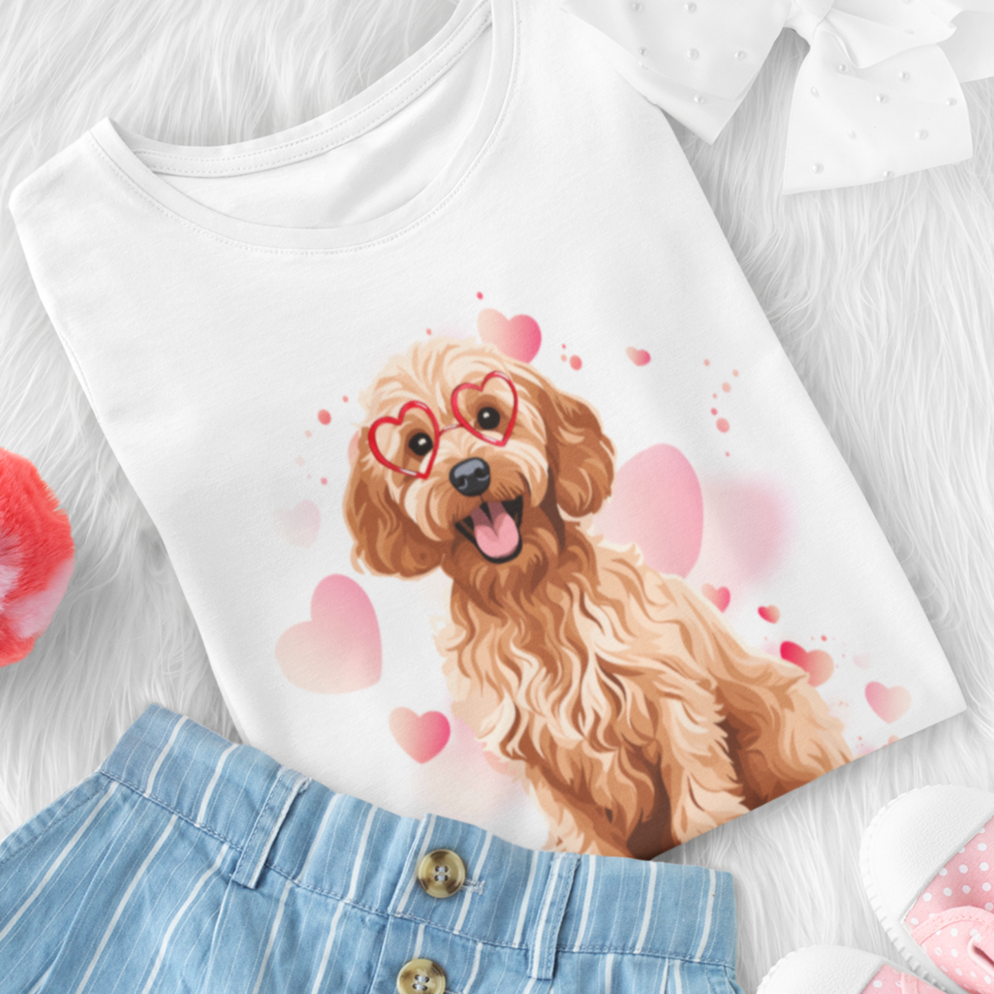 Cockapoo and Hearts - Kids Unisex T-shirt | 3 - 13 years