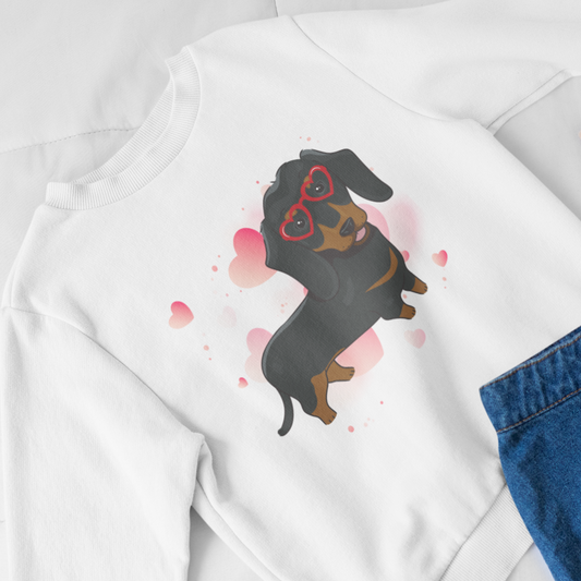 Girls Dachshund & Hearts Sweatshirt | 3 - 13 yrs
