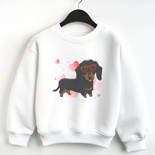 Girls Dachshund & Hearts Sweatshirt | 3 - 13 yrs