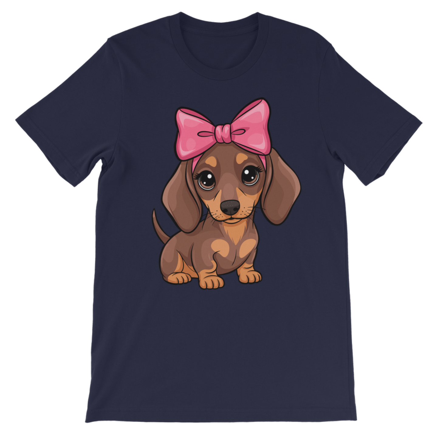 Girls Dachshund Pink Bow T-Shirt (3-13 yrs)