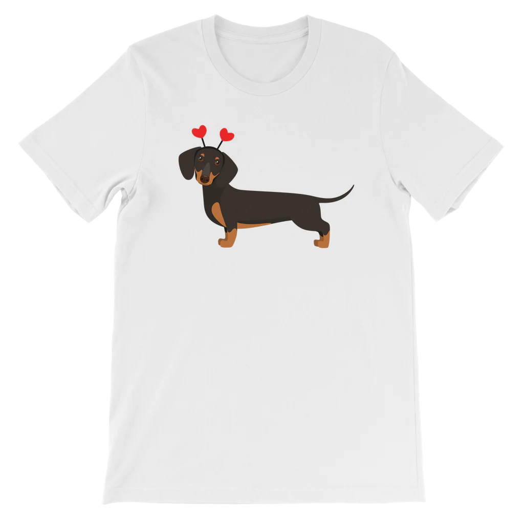 Kids Sausage Dog with Hearts T-shirt | 3 - 13 years