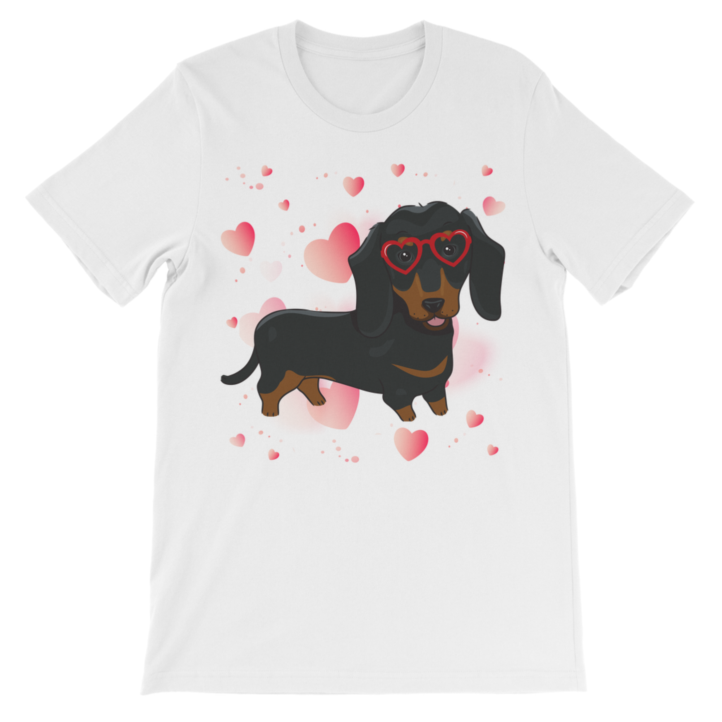 Girls Personalised Dachshund Heart Glasses T-Shirt (3-13 Yrs)