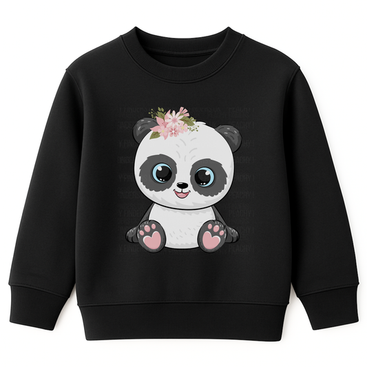 Girls Floral Panda Sweatshirt – Cute Animal Jumper (Ages 3-13)