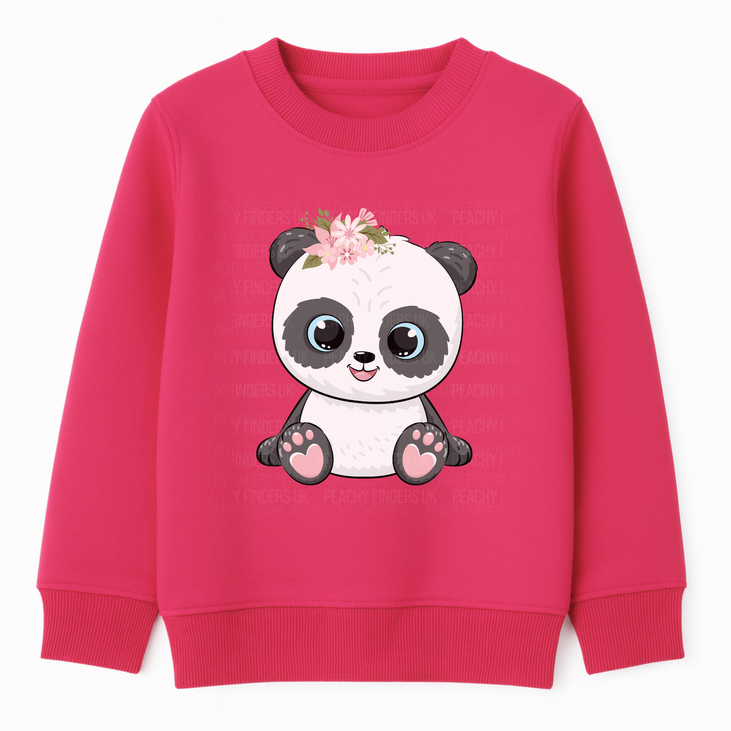 Girls Floral Panda Sweatshirt – Cute Animal Jumper (Ages 3-13)
