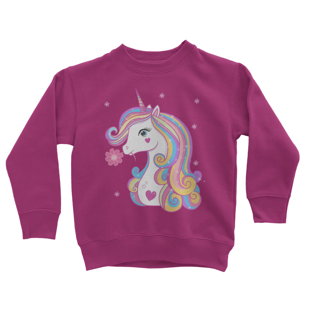 Girls Unicorn & Flowers Sweatshirt Jumper | 3 - 13 years