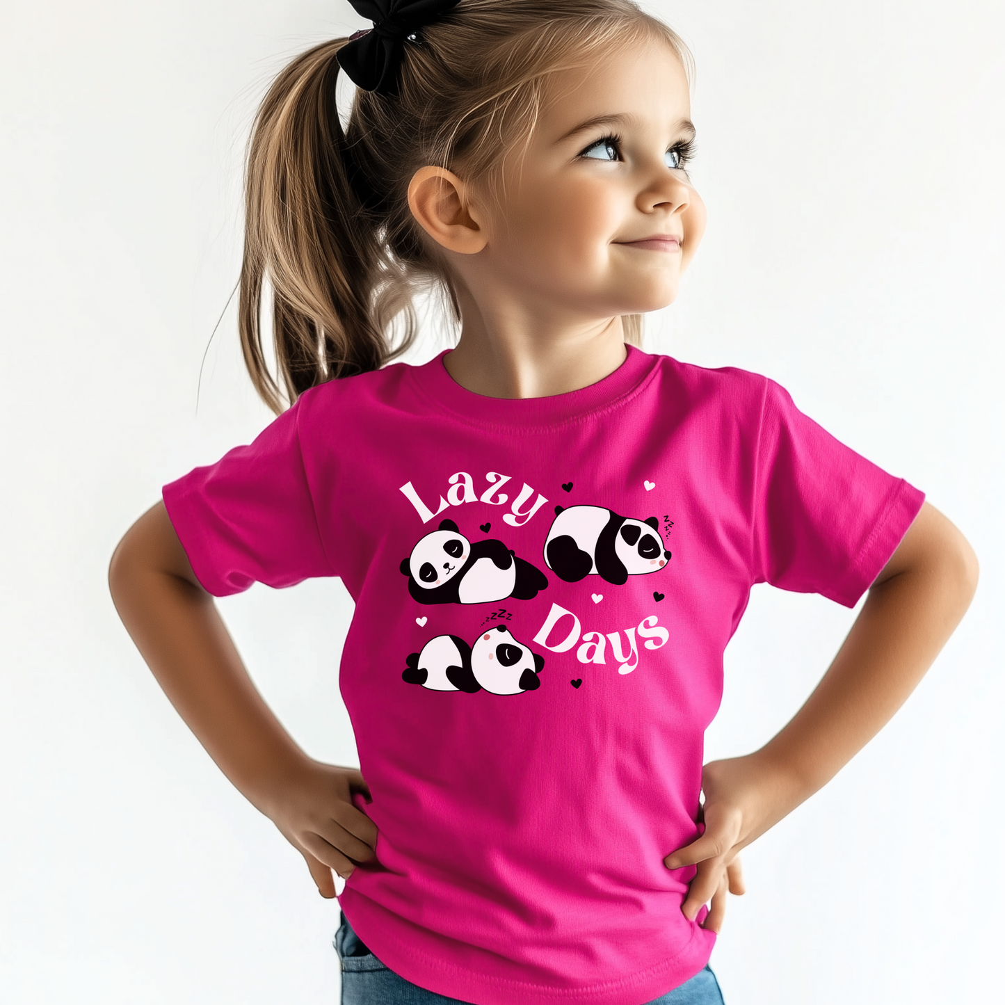 Girls "Lazy Days" Panda Graphic T-shirt