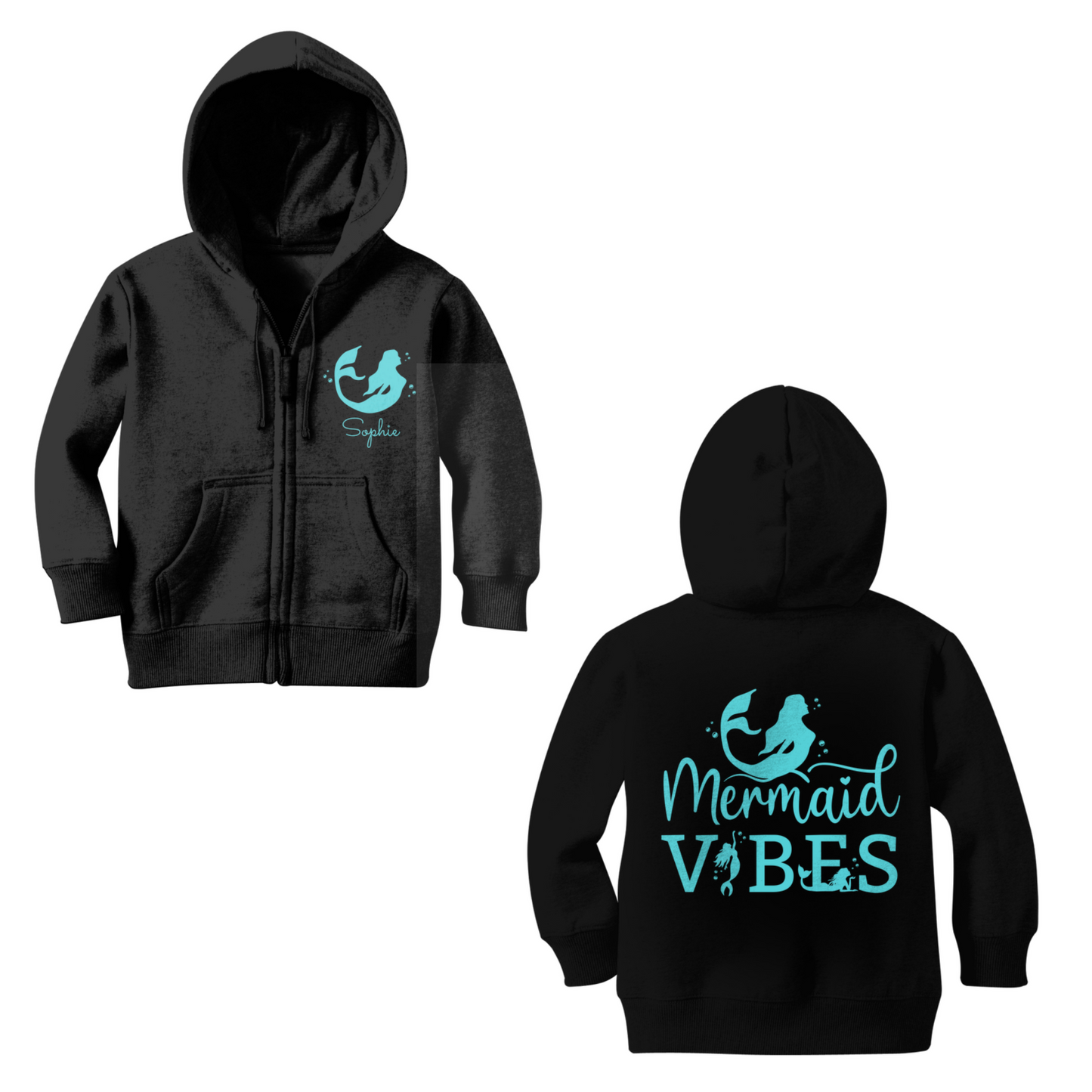 Girls "Mermaid Vibes" Zip Hoodie | 3 - 13 years