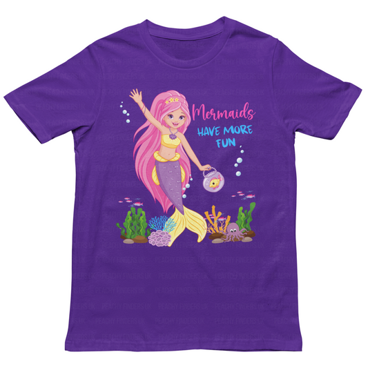 Mermaids Have More Fun - Girls Purple Cotton T-shirt