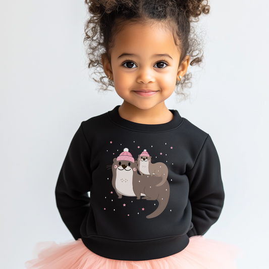 Mum and Baby Winter Otters - Girls Sweatshirt